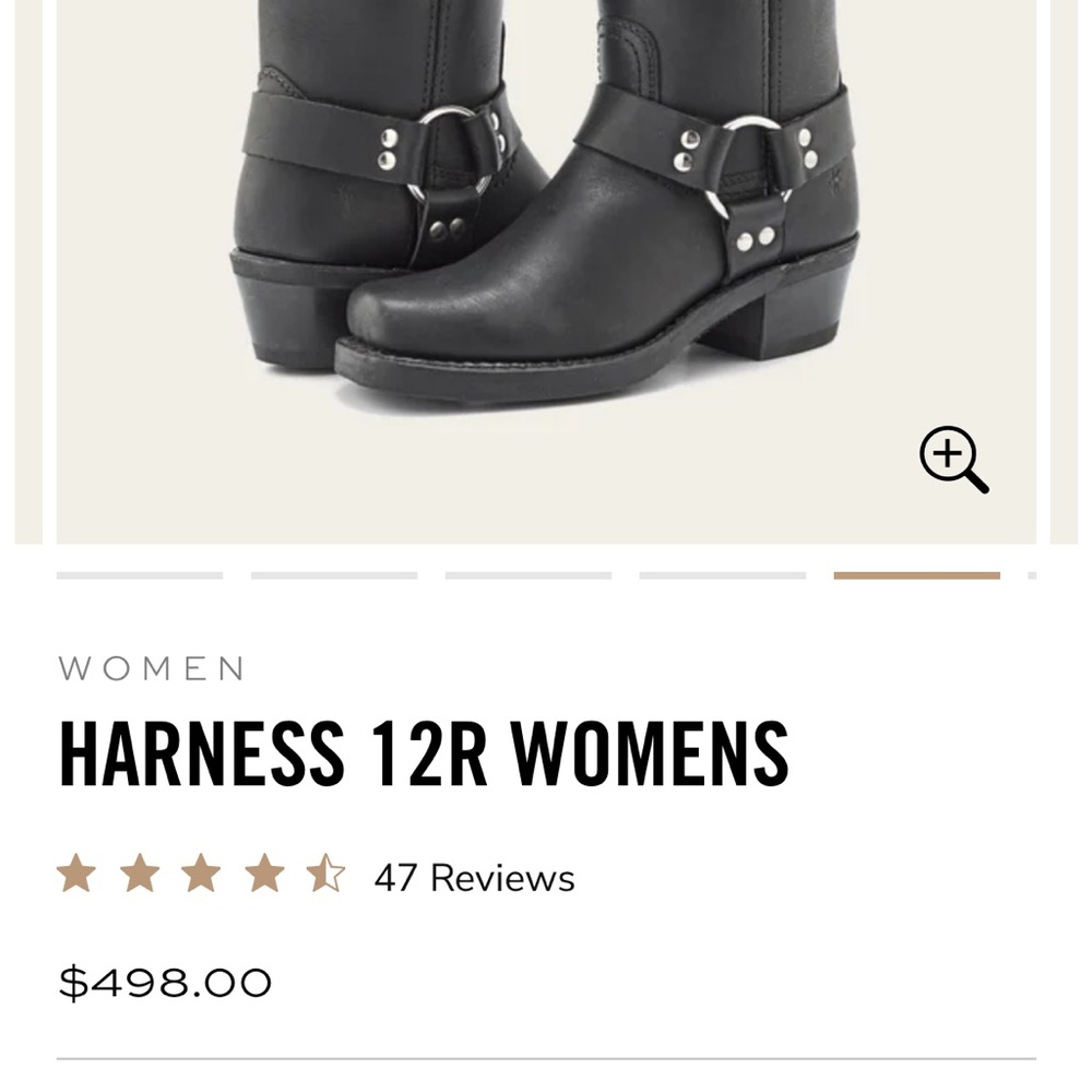 Frye Black Leather Mid-Calf Ring Harness Boots never worn.